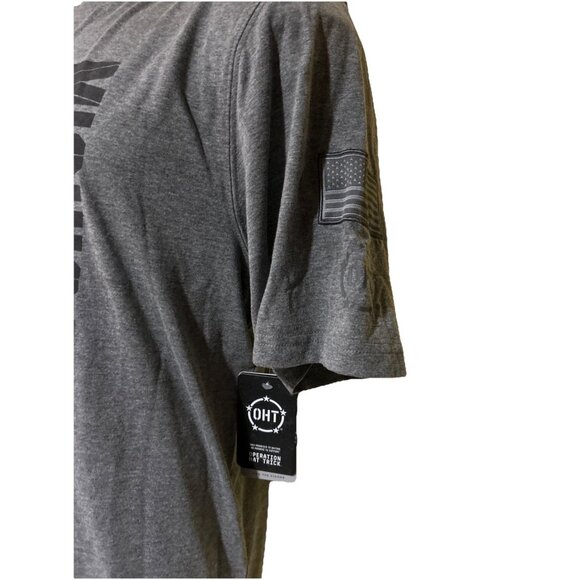 Michigan Wolverines USA Patch Military Tee Shirt Colosseum Men’s Large Gray - Picture 5 of 9